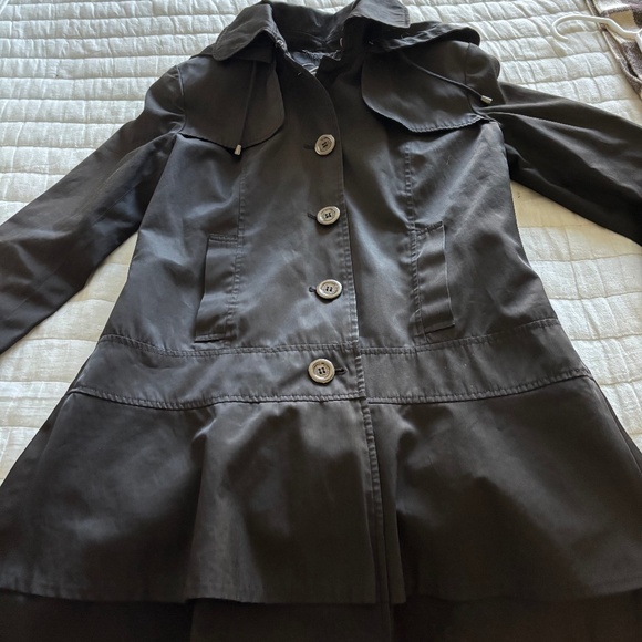 Guess Woman’s Collared Hooded Button Closure Lined  Midi Jacket Black Size M - Picture 8 of 9